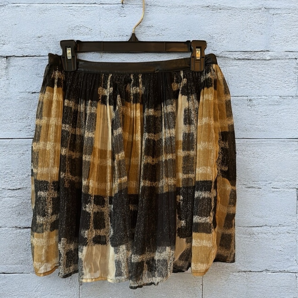 Tye dye brown black striped mesh pleated mini skort